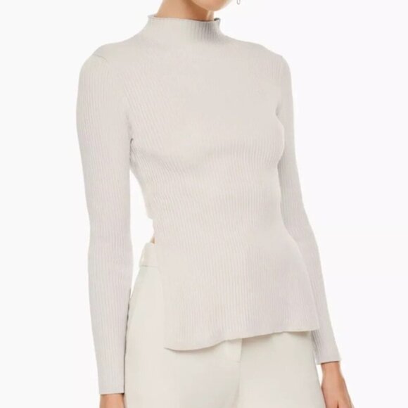 Babaton 2XL Aritzia Black Top Long Sleeve Sweater Shirt Ribbed Thick Fall Winter - Picture 9 of 16